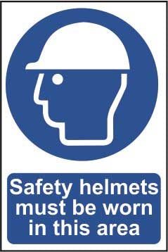 Safety helmets must be worn in this area - PVC Sign (200 x 300mm)