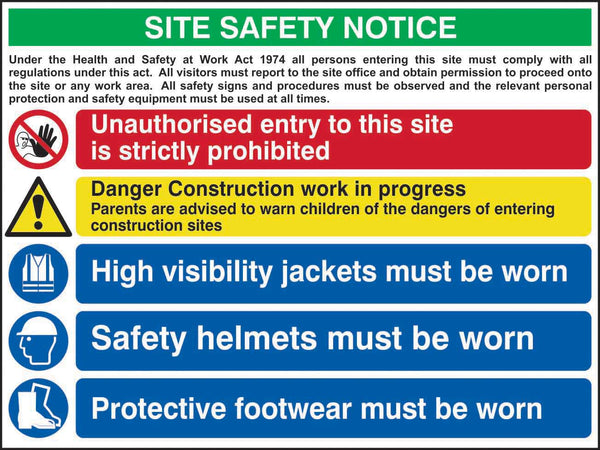 Composite Site Safety Notice - Fmx Sign (800 X 600mm)