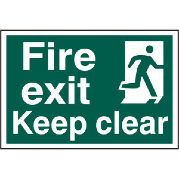 Fire exit Keep clear Sign - PVC (300 x 200mm)